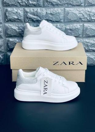 Кросівки zara жіночі, білі стильні класичні кроси зара7 фото