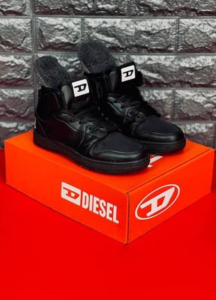 Кросівки чоловічі diesel, зимові чорні повсякденні кросівки