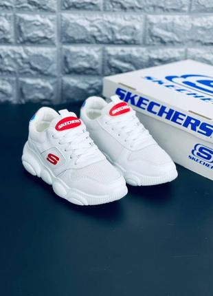 Кросівки жіночі літні skechers, білі легкі повітропроникні кроси