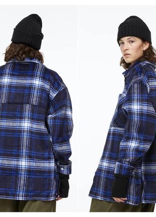 ♥️1+1=3♥️ h&m плотная куртка рубашка оверсайз в клетку6 фото