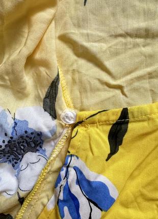 Желтая блуза топ с v-образным вырезом запахом и цветочным принтом warehouse9 фото