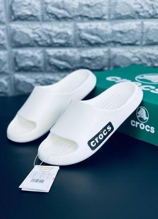 Шльопанці чоловічі crocs, білі пляжні шльопанці сланці капці крок