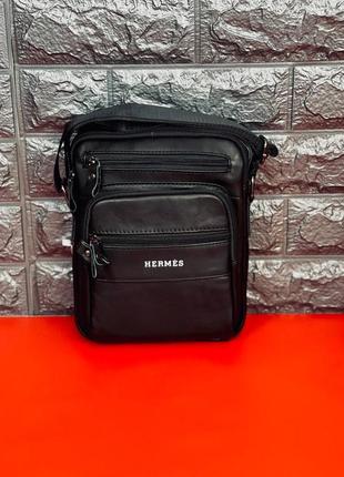 Чоловіча шкіряна сумка hermes, сумка барсетка гермес через плече