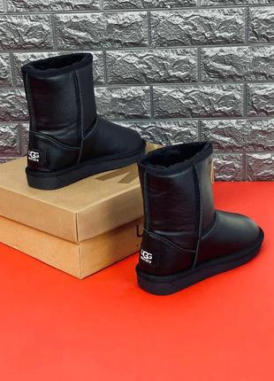 Зимові чоловічі шкіряні ugg australia, чорні класичні уги5 фото