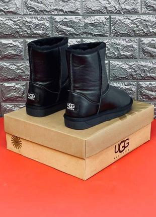 Зимові чоловічі шкіряні ugg australia, чорні класичні уги7 фото