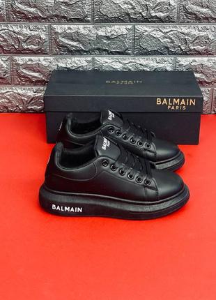 Чоловічі кросівки balmain, чорні зручні класичні кросівки6 фото