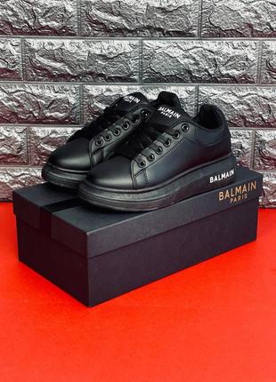 Чоловічі кросівки balmain, чорні зручні класичні кросівки7 фото