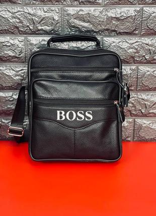 Сумка-барсетка слінг чоловіча hugo boss, шкіряна сумка через плеч