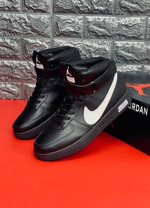 Jordan retro 1 кросівки жіночі, чорні якісні кросівки7 фото