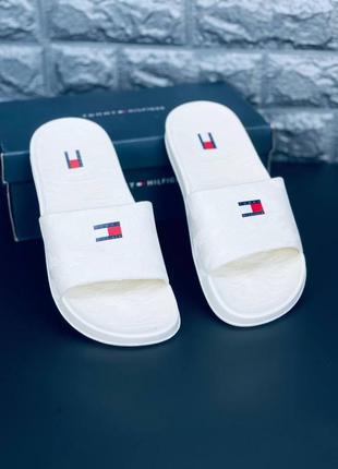 Tommy hilfiger шльопанці чоловічі, білі шльопанці сланці капці2 фото