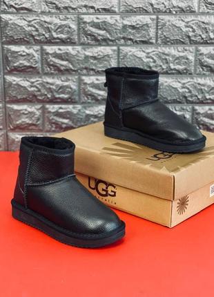 Уги чоловічі ugg australia, чорні зимові шкіряні уги новинка!4 фото