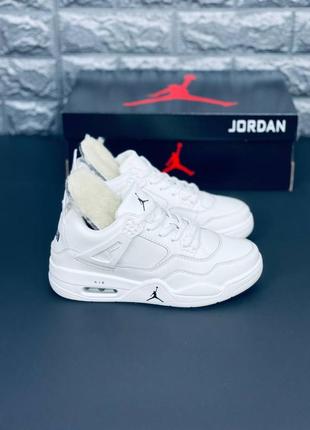 Air jordan кросівки підліткові, зимові білі кросівки на хутрі2 фото