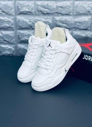 Air jordan кросівки підліткові, зимові білі кросівки на хутрі3 фото