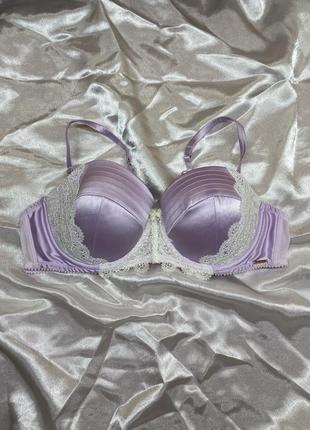 Идеальный фиолетовый кружевной атласный шелковый сексуальный секси бюстгальтер анжелика винтажный с паролоновими чашками чашка в с