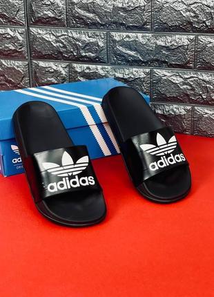 Шльопанці чоловічі adidas, чорні пляжні шльопанці сланці капці2 фото