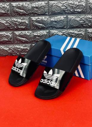 Шльопанці чоловічі adidas, чорні пляжні шльопанці сланці капці7 фото