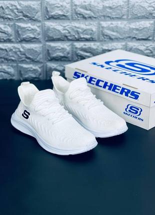 Кросівки чоловічі skechers, повітропроникні літні білі кроси скеч