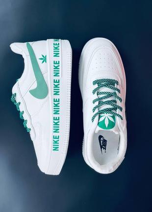 Кросівки жіночі green leaves nike air force 1, білі кросівки3 фото