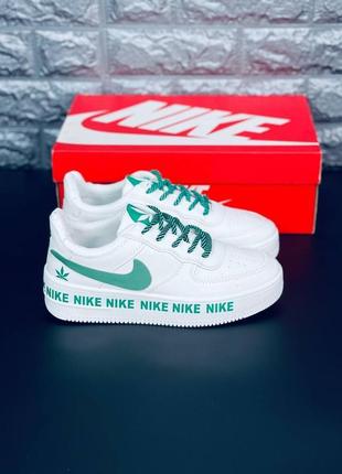 Кросівки жіночі green leaves nike air force 1, білі кросівки4 фото