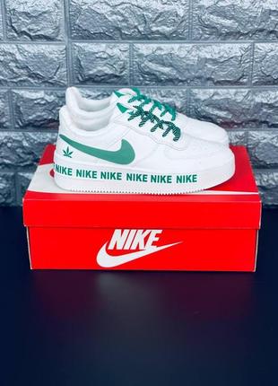 Кросівки жіночі green leaves nike air force 1, білі кросівки7 фото