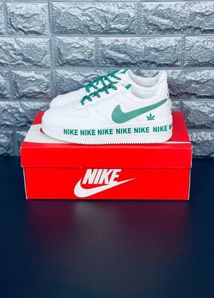 Кросівки жіночі green leaves nike air force 1, білі кросівки8 фото