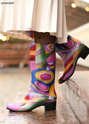 Гумові чоботи жіночі кольорові на каблуку 37