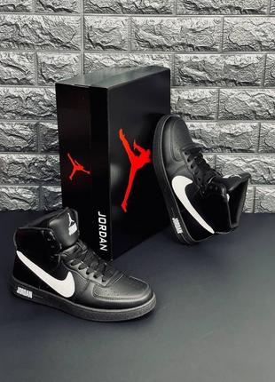 Кросівки jordan retro 1 чоловічі, чорні класичні кросівки2 фото