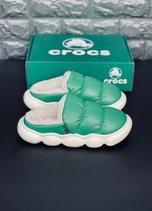 Crocs тапочки жіночі, м'які шкіряні домашні капці крокс4 фото