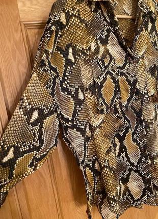 Zara snake print сатиновая рубашка в стиле оверсайз /7921/7 фото