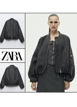 Стильная куртка бомбер l-xl zara демисезонная весенняя серая женская курточка ветровка полупальто жакет анорак кардиган демисезонный женский серый