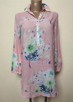 Батистовая рубашка туника цветочный принт zara basic /1552/