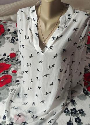 Блузка с принтом ласточки1 фото