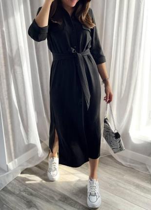 Жіноче плаття-сорочка з поясом тканина американський креп6 фото