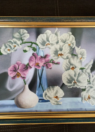 Картина вишита бісером орхідея
