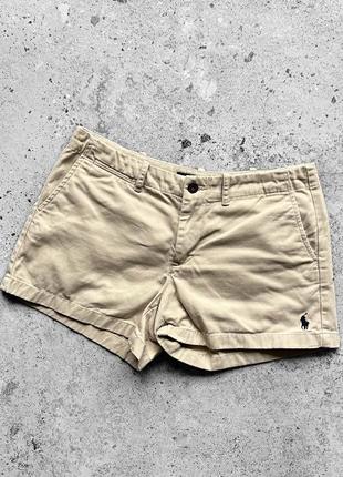 Ralph lauren sport women’s vintage beige cotton short shorts embroidered logo жіночі, вінтажні, короткі шорти