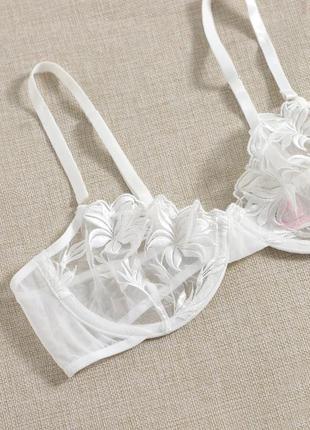 Ніжна білизна в сіточку і вишивкою, еротичний комплект жіночої білизни2 фото
