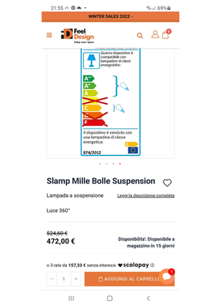 Підвісний світильник slamp mille bolle suspension bol78sos0000u3 фото