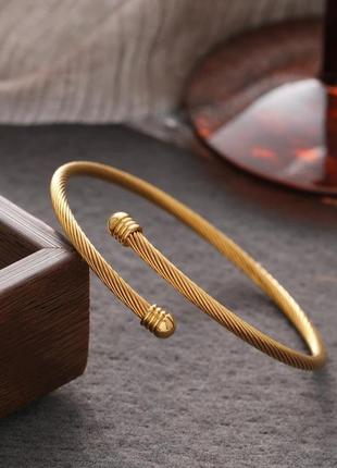 Медсталь разъемный металлический браслет золотистый проволочный браслет стальной медзолото купить браслет на руку медзолото