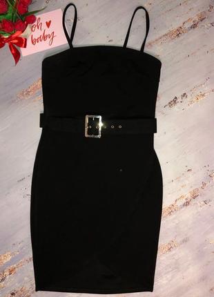 Чорне плаття з поясом на запах вооһоо. розмір s3 фото