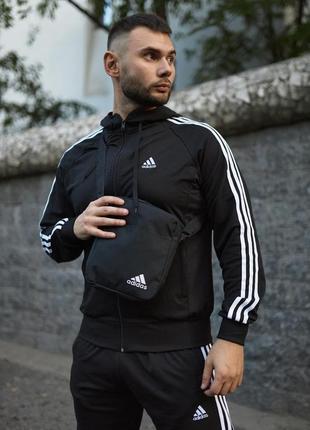 Костюм чоловічий adidas чорний + барсетка у подарунок6 фото