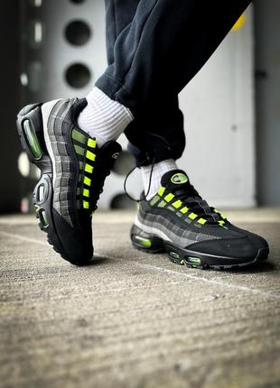 Nike air max 95 "black grey neon"3 фото