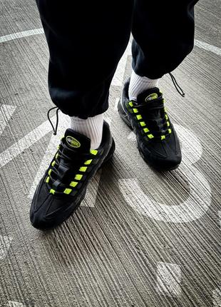 Nike air max 95 "black grey neon"6 фото