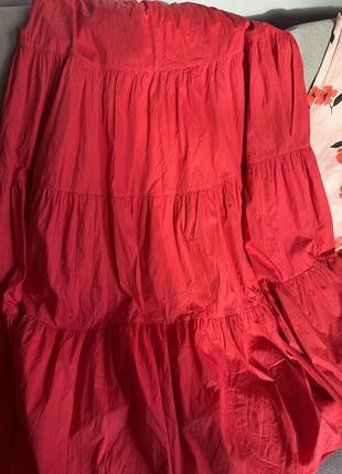 Поплиновая юбка mango классического красного крушека5 фото