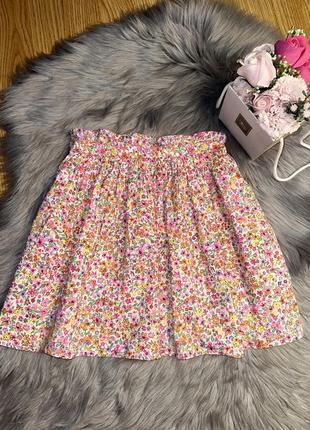 Стильная качественная тоненькая юбка с цветочным принтом для девочки 4/6р h&amp;m1 фото