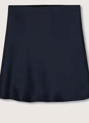 Сатиновая юбка синяя , плотная mango m3 фото