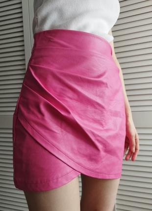 Розовая мини юбка в стиле barbie m/l3 фото