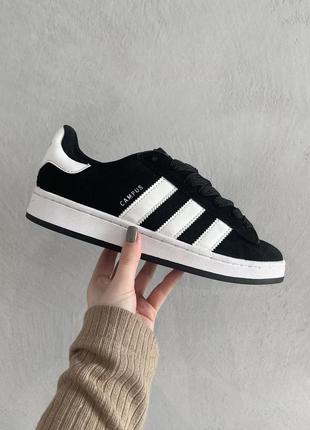 Крутые женские и мужские кроссовки adidas campus 00s black white чёрные с белым