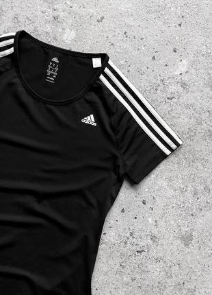 Adidas climalite women’s black short sleeve sport t-shirt 3-stripes женская, черная, спортивная футболка4 фото