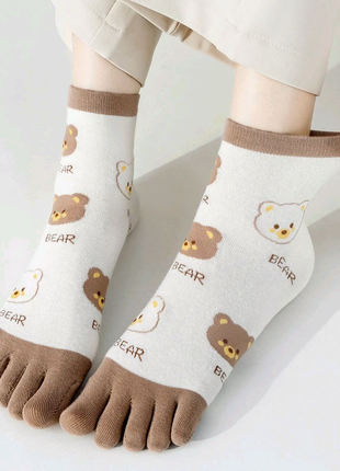 Шкарпетки з окремими пальчиками молочного кольору7 фото