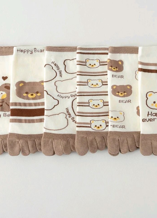 Шкарпетки з окремими пальчиками молочного кольору9 фото